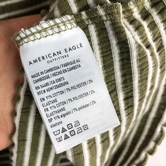 American Eagle Green Striped Lettuce Babydoll Top - Picture 4 of 5